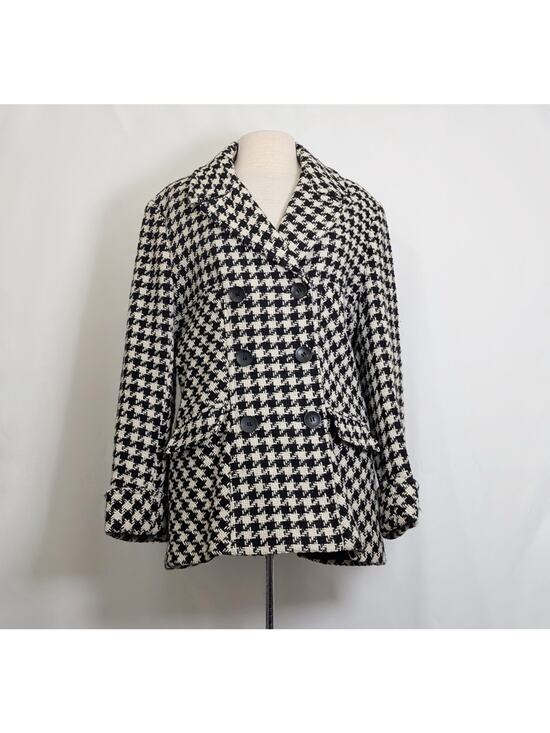 Mackintosh Jackets & Blazers - Mackintosh New England Coat Women's Size 14 Black White Houndstooth Swing